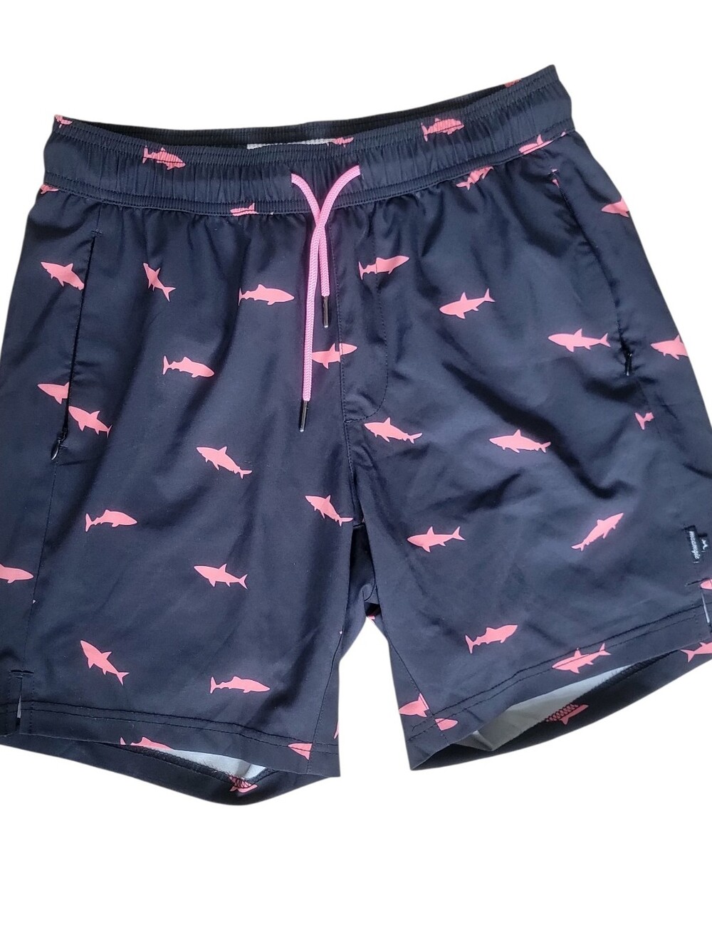Maamgic Shark Mens 7" 2-in-1 Compression Liner Swim Trunks, Size Small
